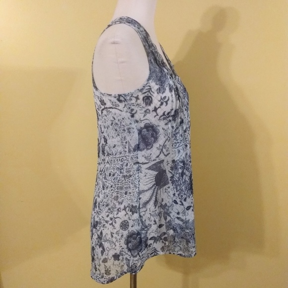 Converse sheer hi low floral top shirt sz XS *M6 - Picture 3 of 6